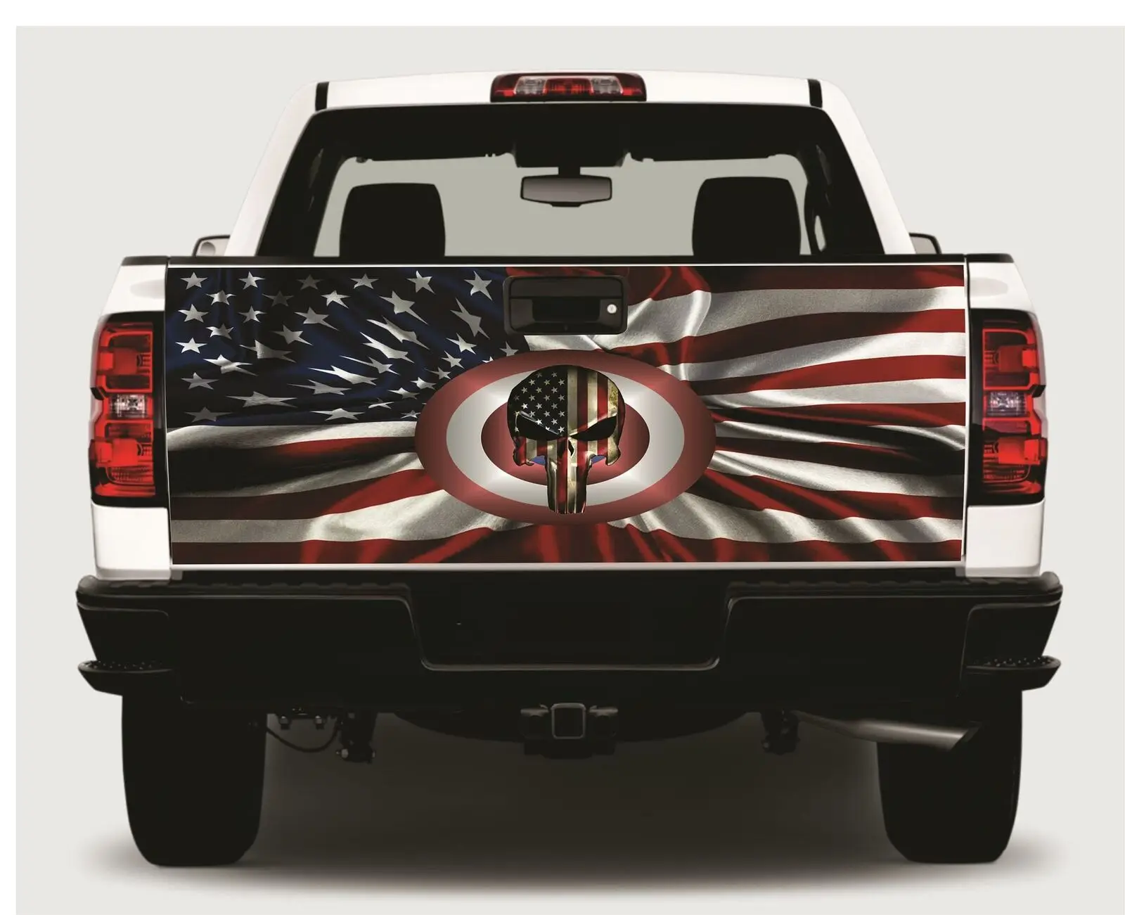 Патриотический череп W флаг обмотка задней двери виниловая графическая Наклейка обмотка автомобиля грузовика 
Патриотический череп W флаг обмотка задней двери виниловая графическая Наклейка обмотка автомобиля грузовика