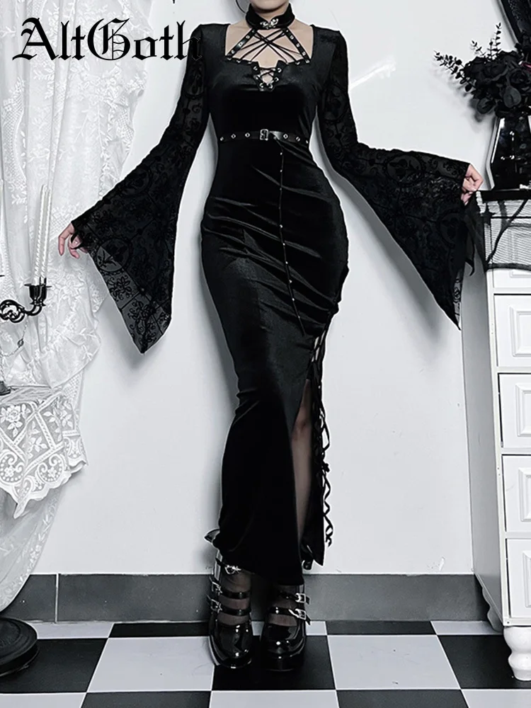 AltGoth Gothic Vintage Suede Dress Women Fairycore Grunge Aesthetic Coquette Lace Sleeve High Waist Dress Elegant Party Dress
AltGoth Gothic Vintage Suede Dress Women Fairycore Grunge Aesthetic Coquette Lace Sleeve High Waist Dress Elegant Party Dress