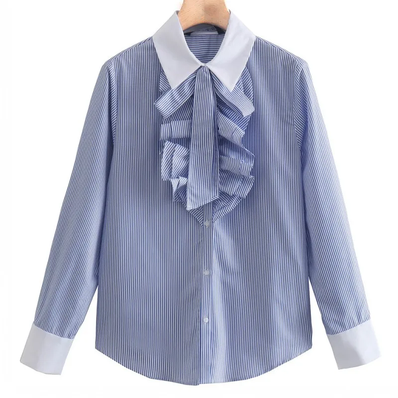 Stripe Shirts Women Tops Ruched Patchwork Single Breasted Tops Tunics Fashion New Loose Casual Female Full Sleeve Shirts Blouses 
Stripe Shirts Women Tops Ruched Patchwork Single Breasted Tops Tunics Fashion New Loose Casual Female Full Sleeve Shirts Blouses