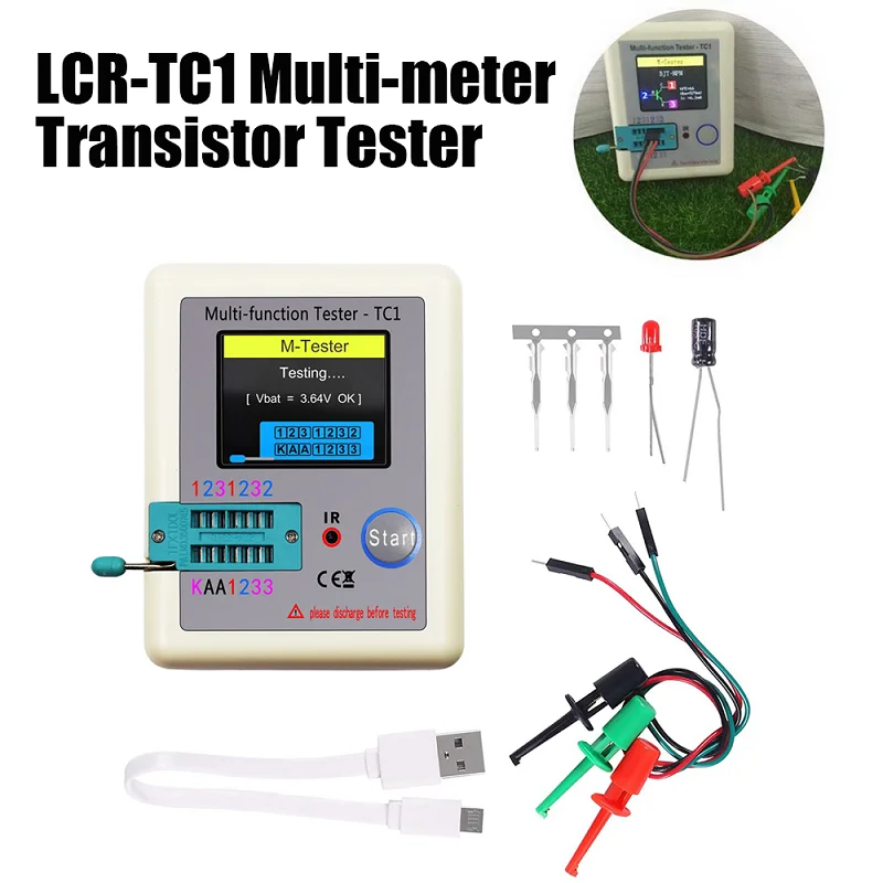 

LCR-TC1 1.8" TFT LCD Display Multi-meter Transistor Tester Diode Triode Capacitor Resistor Test Meter MOSFET NPN PNP Triac MOS