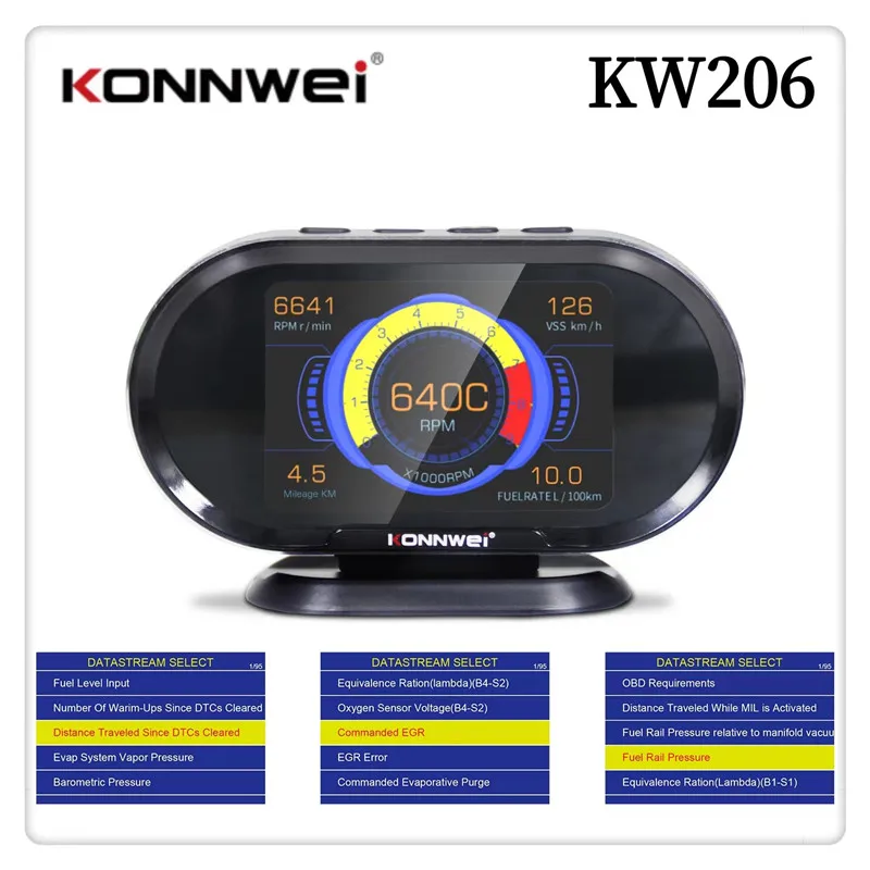 KONNWEI KW206 Vehicle Computer Code Reader OBD2 HUD Diagnostic Tool Scanner Fuel Consumption Water Temperature Gauge
KONNWEI KW206 Vehicle Computer Code Reader OBD2 HUD Diagnostic Tool Scanner Fuel Consumption Water Temperature Gauge