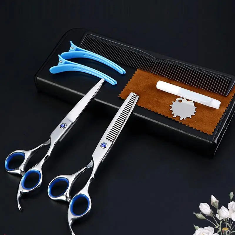 6 Inch Barber Scissors And Hairdressing Scissors Set Flat Shears Thinning Scissors Haircut Scissors
6 Inch Barber Scissors And Hairdressing Scissors Set Flat Shears Thinning Scissors Haircut Scissors
