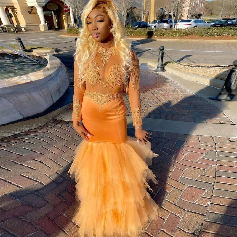 Sexy Long Sleeves Evening Dresses Lace Applique Mermaid Tiers Tulle Skirt Formal Maxi Prom Gowns Night Homecoming Party Robe
Sexy Long Sleeves Evening Dresses Lace Applique Mermaid Tiers Tulle Skirt Formal Maxi Prom Gowns Night Homecoming Party Robe