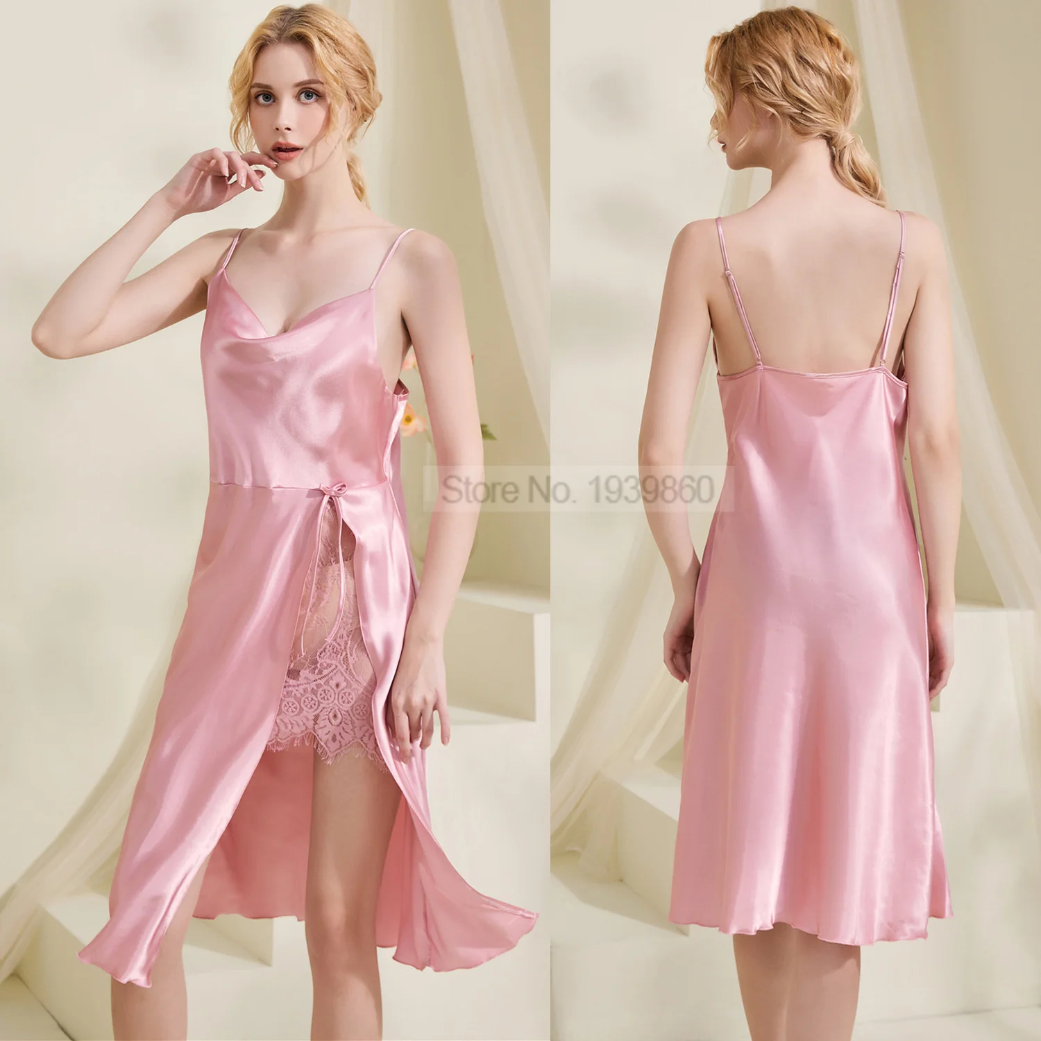 Satin Kimono Dressing Gown Lingerie Lace Trim Nightdress Female V-Neck Sleepwear Strap Nightgown Perspective Sleepdress
Satin Kimono Dressing Gown Lingerie Lace Trim Nightdress Female V-Neck Sleepwear Strap Nightgown Perspective Sleepdress