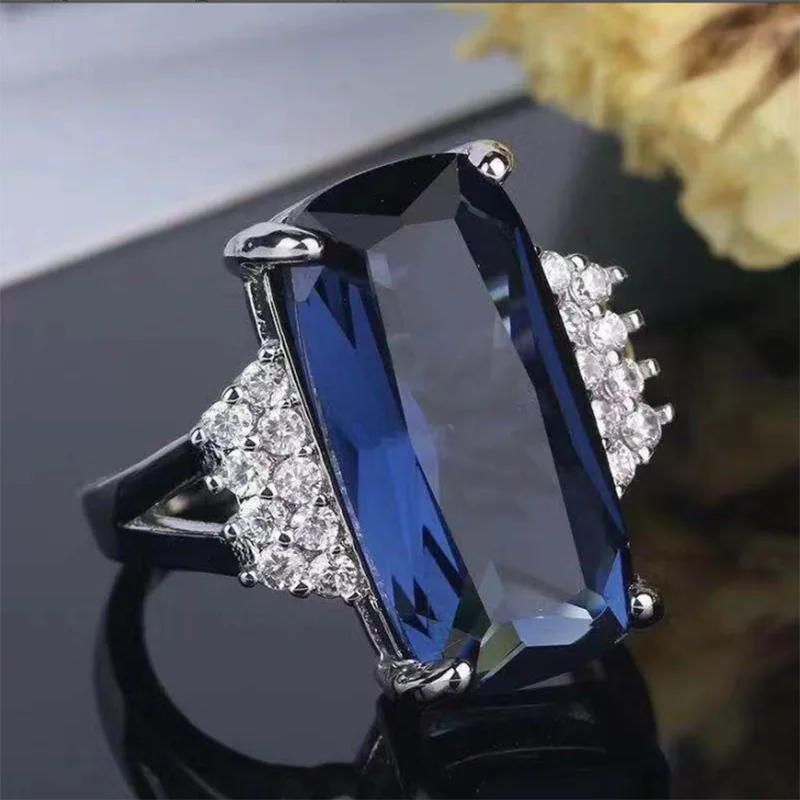 Exquisite Silver Color Dark Blue Geometric Rectangle Crystal Zircon Rhinestone Female Ring for Women Party Jewelry
Exquisite Silver Color Dark Blue Geometric Rectangle Crystal Zircon Rhinestone Female Ring for Women Party Jewelry