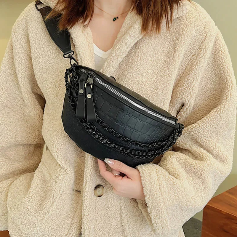 Women Soft Leather Waist Bag Autumn New Ch Pack Shoulder Bag High Quality Chain Fanny Pack Lady Street Trend Belt Bags Purse
Women Soft Leather Waist Bag Autumn New Ch Pack Shoulder Bag High Quality Chain Fanny Pack Lady Street Trend Belt Bags Purse