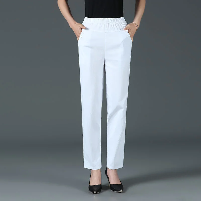 Middle Aged Women's Pants 2022 Spring Summer Elastic High-waist Straight Trousers Female Loose Korean Fashion Pants
Middle Aged Women's Pants 2022 Spring Summer Elastic High-waist Straight Trousers Female Loose Korean Fashion Pants