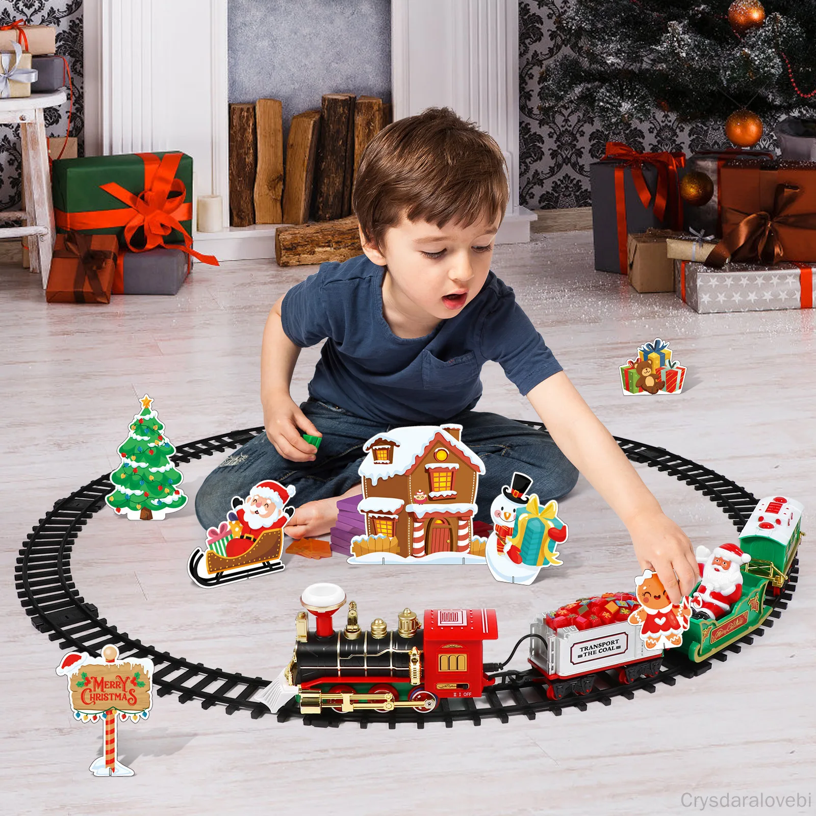 Christmas Train Set Electric Train Toy with Sound Light Railway Tracks for Kids Gift Under The Christmas Tree
Christmas Train Set Electric Train Toy with Sound Light Railway Tracks for Kids Gift Under The Christmas Tree