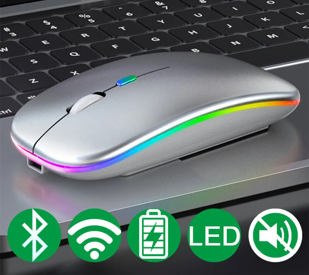 Wireless Mouse Bluetooth Rechargeable Mouse Ultra-thin Silent LED Backlit 2.4GHz Gaming Mause For iPad Computer Laptop Mice
Wireless Mouse Bluetooth Rechargeable Mouse Ultra-thin Silent LED Backlit 2.4GHz Gaming Mause For iPad Computer Laptop Mice