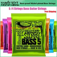 Ernie Ball Bass Strings Hybrid Slinky Round Wound For 4 String 2832 Regular Slinky 45-130 For 5 String 2836 Electric Bass