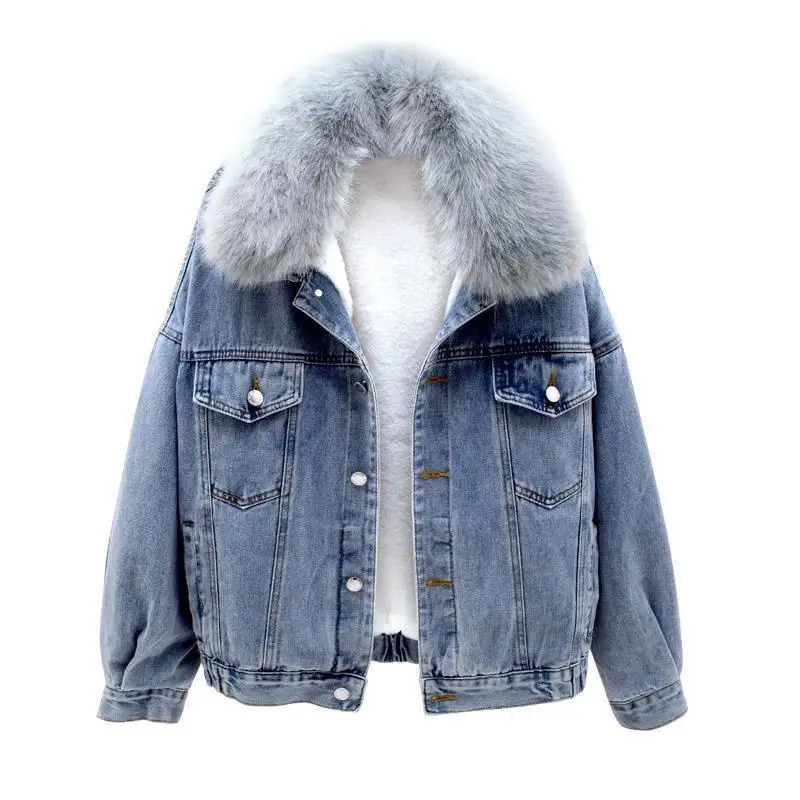 Women Large Fur Colloar Winter Denim Jacket 2021 Oversize Plus Velvet Parka Detachable Thick Loose Cotton Warm Jean Coat HOWDFEO
Women Large Fur Colloar Winter Denim Jacket 2021 Oversize Plus Velvet Parka Detachable Thick Loose Cotton Warm Jean Coat HOWDFEO