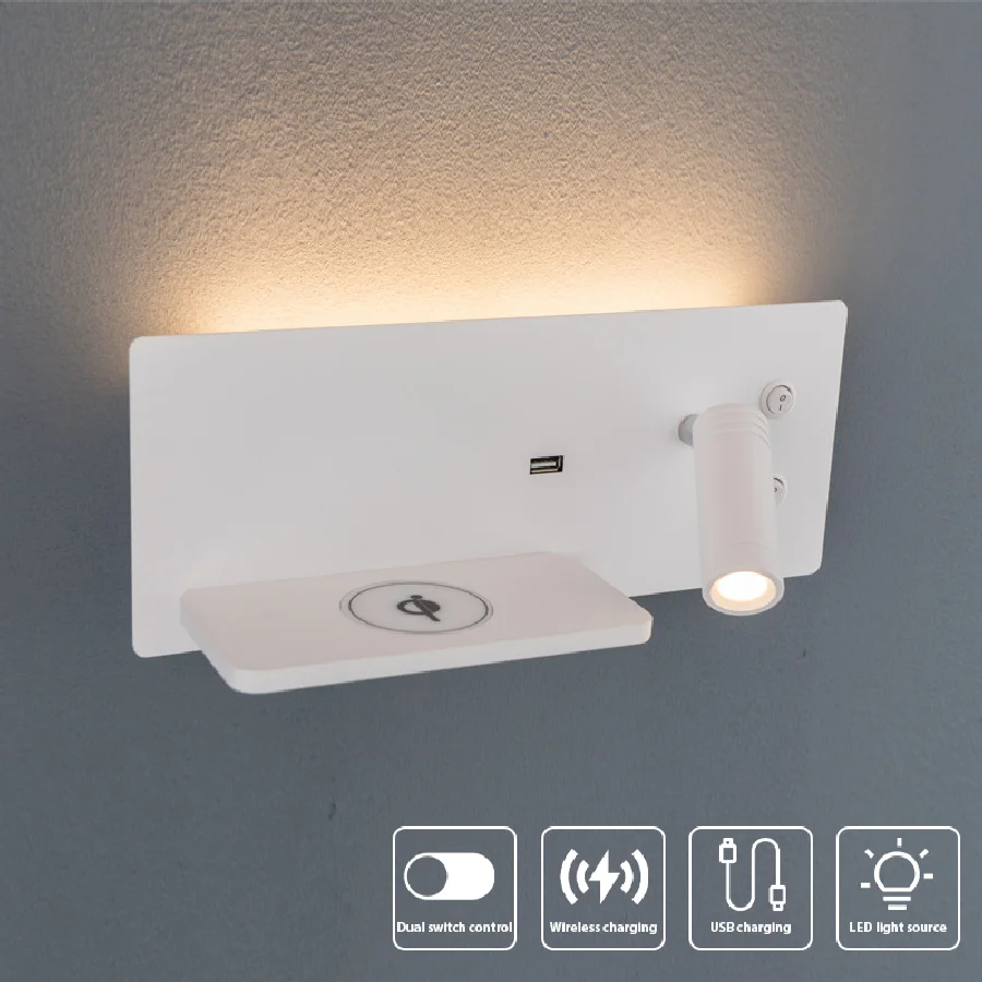 ZEROUNO Multifunction LED Reading Interior Wall Light with USB Wireless Phone Charging Switch Bedside Wall Sconce Hotel Bed Lamp 
ZEROUNO Multifunction LED Reading Interior Wall Light with USB Wireless Phone Charging Switch Bedside Wall Sconce Hotel Bed Lamp