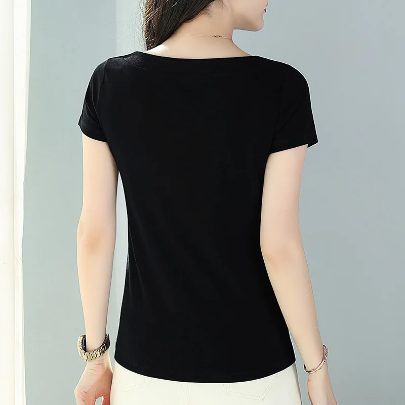 Женские толстовки женская одежда с коротким рукавом черные и белые футболки для
