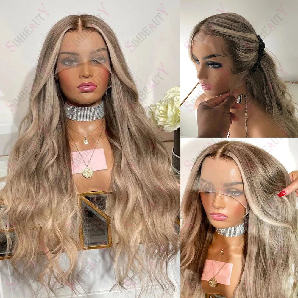 Balayage Ash Blonde Lace Front Human Hair Wigs Highlighted Long Wavy 13x6 Lace Front Wig Pre Plucked Natural Hairline 
Balayage Ash Blonde Lace Front Human Hair Wigs Highlighted Long Wavy 13x6 Lace Front Wig Pre Plucked Natural Hairline