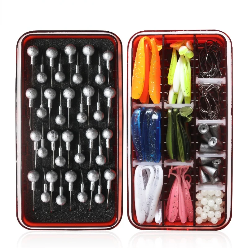154 Pieces of T-tail Fish Soft Lure Set Two-color Spiral Fake Lure Lead Hook Crank Hook Retaining Bead Sinker Fishing Tool
154 Pieces of T-tail Fish Soft Lure Set Two-color Spiral Fake Lure Lead Hook Crank Hook Retaining Bead Sinker Fishing Tool