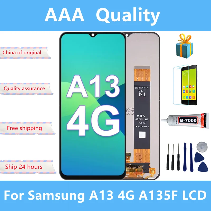 

6,5 "; Новый оригинальный для Samsung Galaxy A13 4G, ЖК-дисплей, сенсорный экран, дигитайзер для Samsung A13 LTE A135F A135B, SM-A135U1 LCD