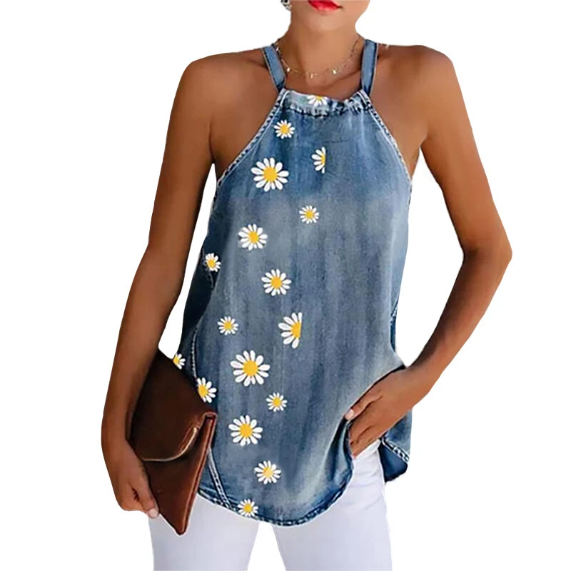 Summer Daisy Flower Print Denim Top Shirt Women 2023 Sexy Back Lace Up Halter Bandage Loose Casual Blouse Tops Ropa Para Mujer
Summer Daisy Flower Print Denim Top Shirt Women 2023 Sexy Back Lace Up Halter Bandage Loose Casual Blouse Tops Ropa Para Mujer