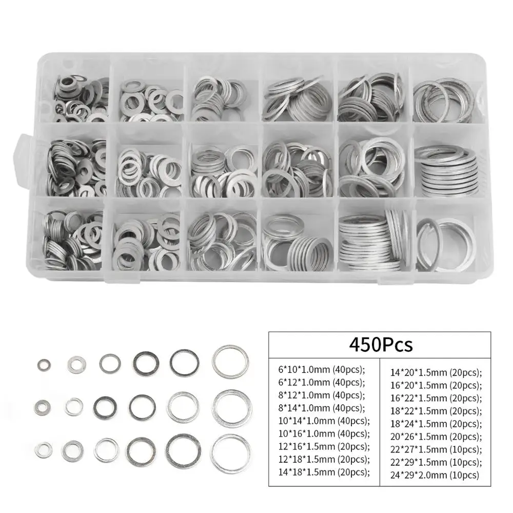B50 450 Buah Set Pencuci Cincin O Logam Datar Berbagai Macam Pencuci Gasket Solid Segel Aluminium untuk Penyumbat Saluran Minyak
B50 450 Buah Set Pencuci Cincin O Logam Datar Berbagai Macam Pencuci Gasket Solid Segel Aluminium untuk Penyumbat Saluran Minyak