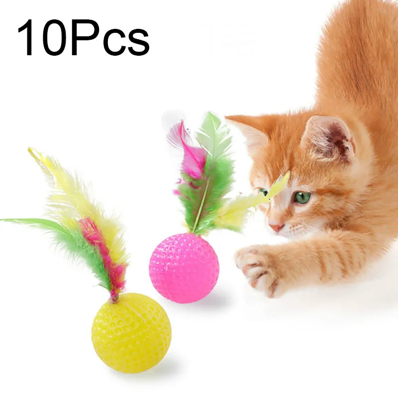 10Pcs Cat Kitten Golf Ball Cat Toys Pet Puzzle Molar Ball with Colorful Feather Cats Training Ball Interactive Game Pet Products
10Pcs Cat Kitten Golf Ball Cat Toys Pet Puzzle Molar Ball with Colorful Feather Cats Training Ball Interactive Game Pet Products