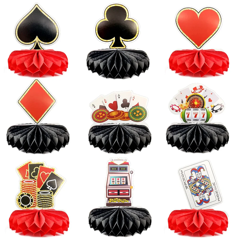 9 Pieces Casino Honeycomb Centerpiece Poker Vegas Birthday Party Decoration Red Black Themed Supplies
9 Pieces Casino Honeycomb Centerpiece Poker Vegas Birthday Party Decoration Red Black Themed Supplies