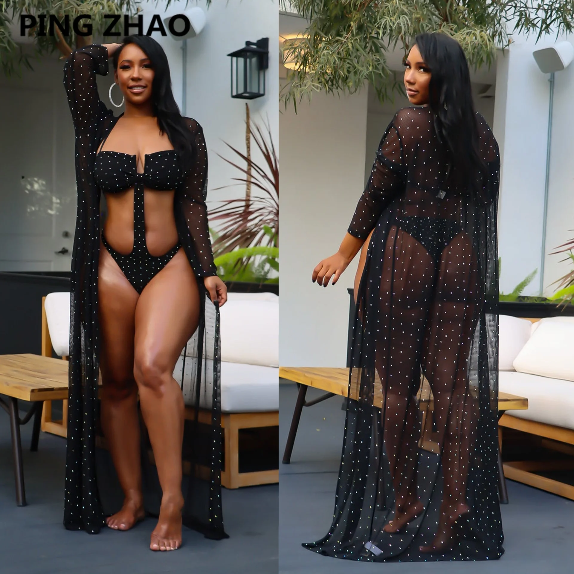 PING ZHAO Women Hot Rhinestones Diamond Bikinis Set Summer Beach Maxi Cover-ups and Bodysuit Matching Set Outfits
PING ZHAO Women Hot Rhinestones Diamond Bikinis Set Summer Beach Maxi Cover-ups and Bodysuit Matching Set Outfits