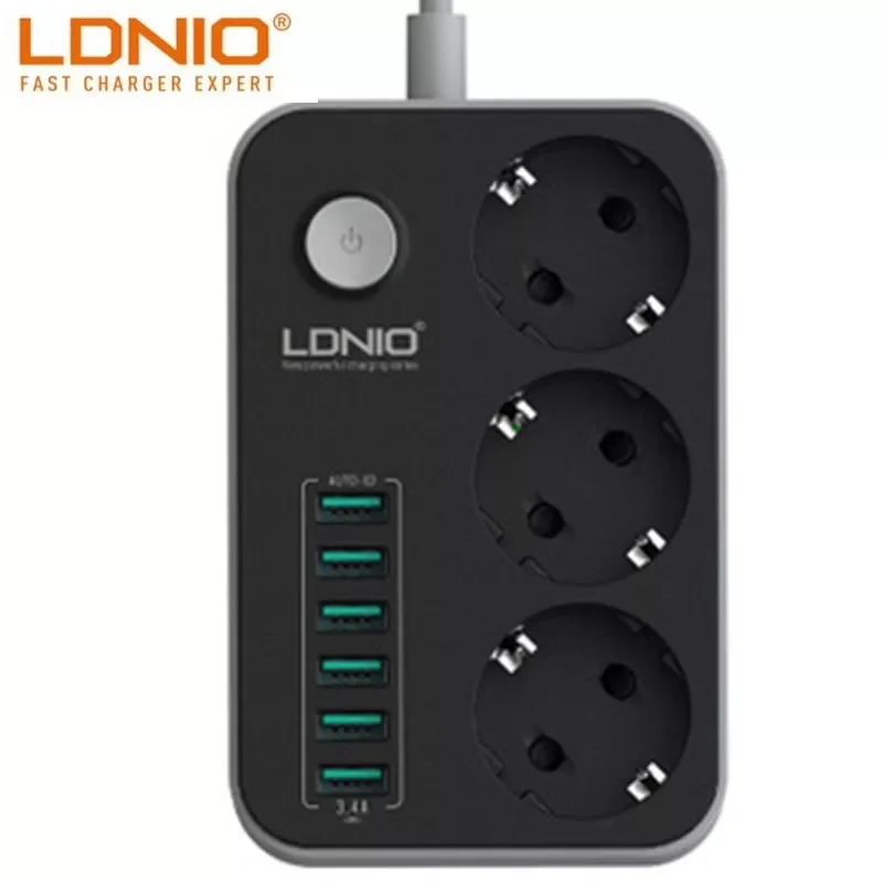 LDNIO USB Power Strip Charging 6 USB Port 5V 3.4A Charger Adapters 3 AC Power Socket Outlets EU Plug Extension Socket
LDNIO USB Power Strip Charging 6 USB Port 5V 3.4A Charger Adapters 3 AC Power Socket Outlets EU Plug Extension Socket