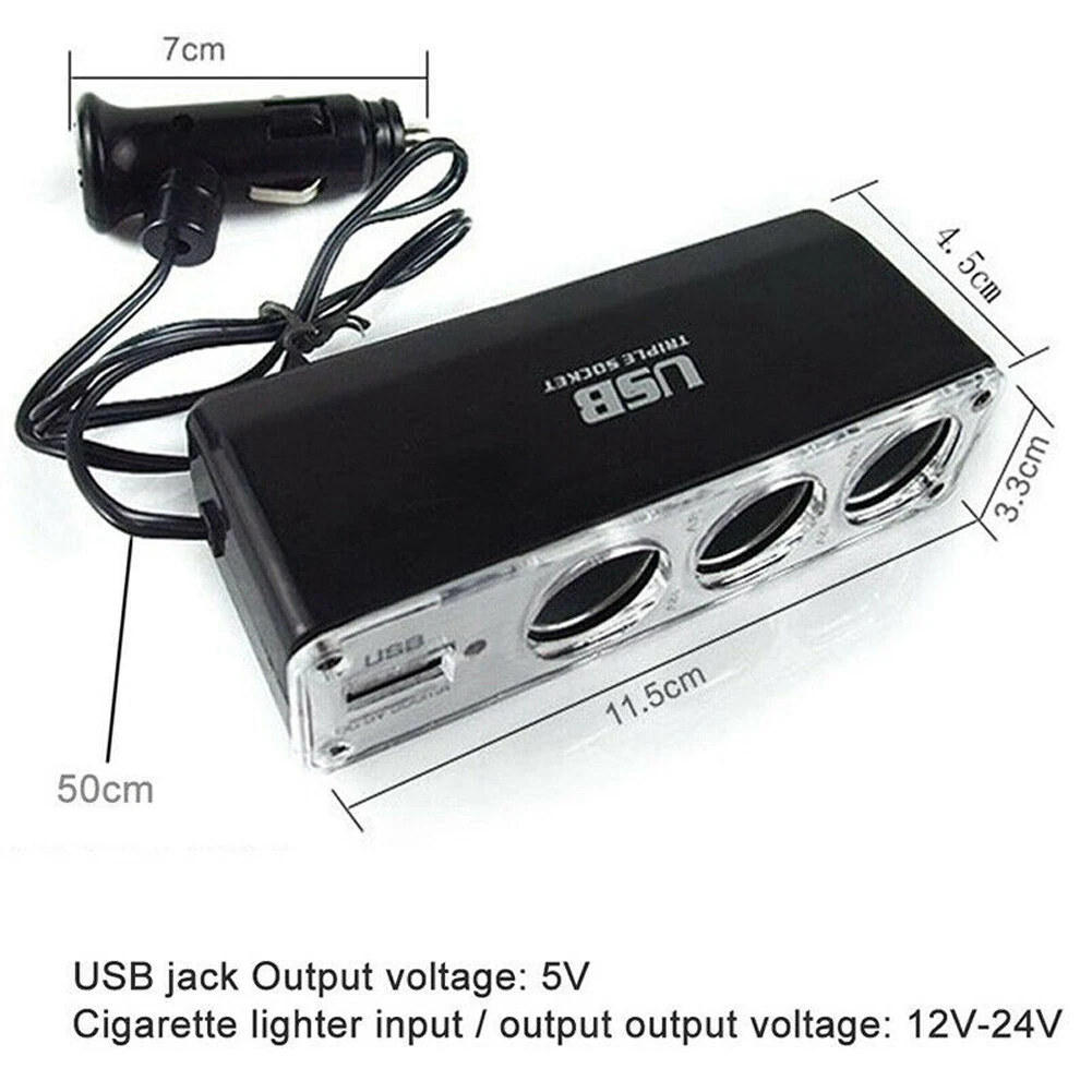 High Quality New Charger Adapter Triple Splitter ABS Accessories Black Car Cigar Lighter Multi Socket USB Port
High Quality New Charger Adapter Triple Splitter ABS Accessories Black Car Cigar Lighter Multi Socket USB Port