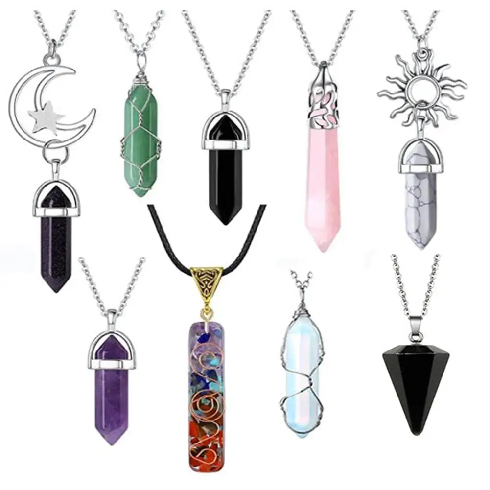Natural Crystal Stone Necklace Set Vintage Boho Rose Quartz Obsidian Moon Sun Jewelry Pendant For Women Girls
Natural Crystal Stone Necklace Set Vintage Boho Rose Quartz Obsidian Moon Sun Jewelry Pendant For Women Girls