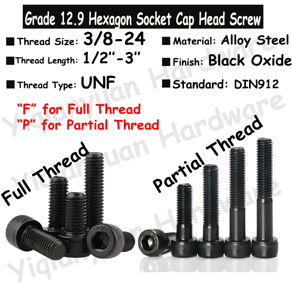 2Pcs-5Pcs UNF 3/8-24 Grade 12.9 Alloy Steel Hexagon Socket Knurled Cap Head Bolts Full Thread and Partial Thread Allen Screws 
2Pcs-5Pcs UNF 3/8-24 Grade 12.9 Alloy Steel Hexagon Socket Knurled Cap Head Bolts Full Thread and Partial Thread Allen Screws