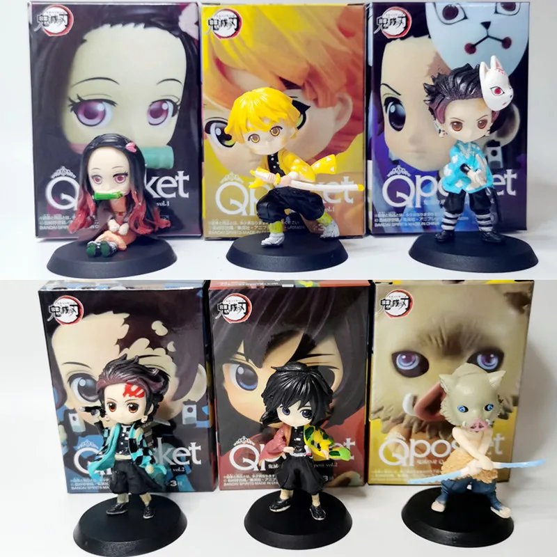 

6pcs/set Demon Slayer Tanjirou Nezuko figure Kimetsu no Yaiba Q ver. Giyuu Inosuke Zenitsu Figurine anime Action figure 5-7cm