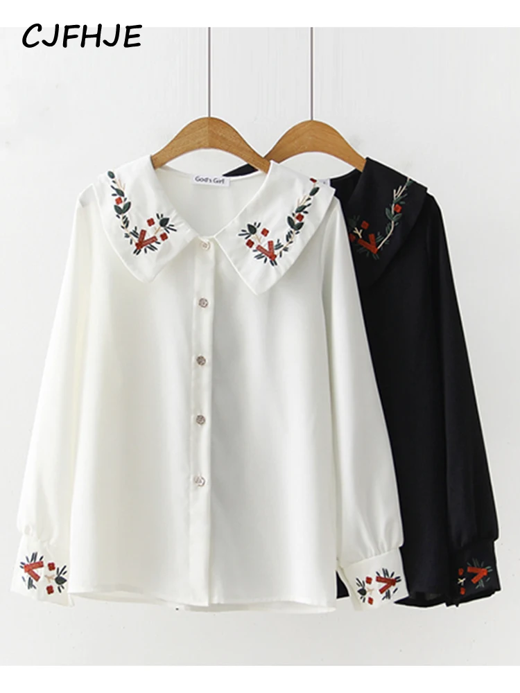 CJFHJE Новинка, шифоновая блузка с цветочной вышивкой на пуговицах, рубашка с длинным рукавом и воротником «Питер Пэн», французская Милая Свободная блузка для девушек
CJFHJE Новинка, шифоновая блузка с цветочной вышивкой на пуговицах, рубашка с длинным рукавом и воротником «Питер Пэн», французская Милая Свободная блузка для девушек