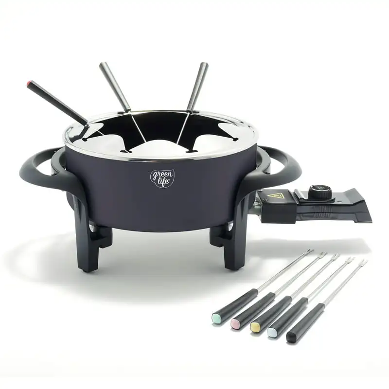 Healthy Ceramic Non-Stick 3QT Fondue Party Set with 8 Color-Coded Forks, Dishwasher Safe Parts, Black Professional Home Kitchenw
Healthy Ceramic Non-Stick 3QT Fondue Party Set with 8 Color-Coded Forks, Dishwasher Safe Parts, Black Professional Home Kitchenw