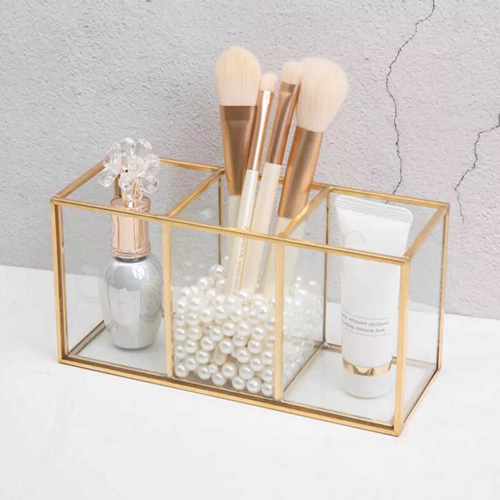 3-compartment Container Transparent Makeup Brush Storage Box Organizer Geometric Glass Makeup Brush Box Holder Storage Container
3-compartment Container Transparent Makeup Brush Storage Box Organizer Geometric Glass Makeup Brush Box Holder Storage Container