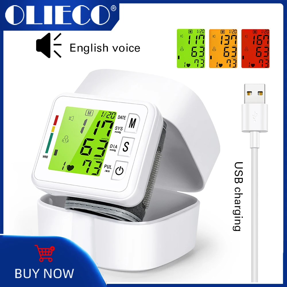 OLIECO Wrist Blood Pressure Monitor USB Rechargeable Digital Sphygmomanometer English Voice Remind Remind Function 2 User Memory
OLIECO Wrist Blood Pressure Monitor USB Rechargeable Digital Sphygmomanometer English Voice Remind Remind Function 2 User Memory