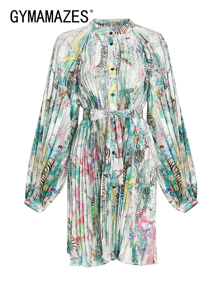 GYMAMAZES Print Colorblock Dress For Women Stand Collar Long Sleeve High Waist Vintage Ruched Mini Dresses Female Spring Clothes
GYMAMAZES Print Colorblock Dress For Women Stand Collar Long Sleeve High Waist Vintage Ruched Mini Dresses Female Spring Clothes