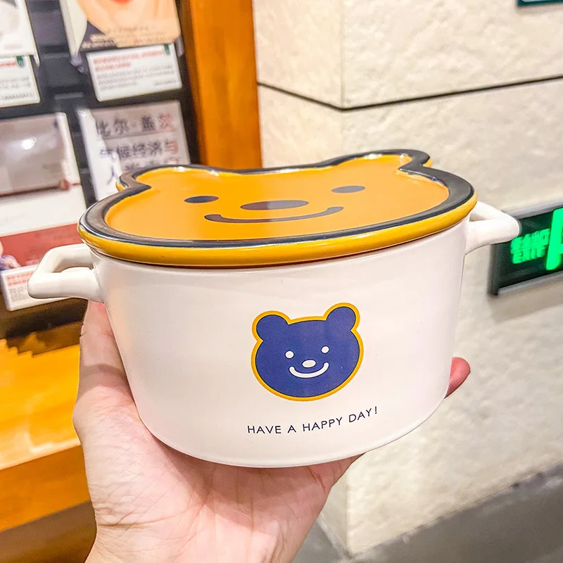 Creative cartoon cute bear ceramic instant noodle bowl with lid binaural student instant noodle drinking soup bowl
Creative cartoon cute bear ceramic instant noodle bowl with lid binaural student instant noodle drinking soup bowl