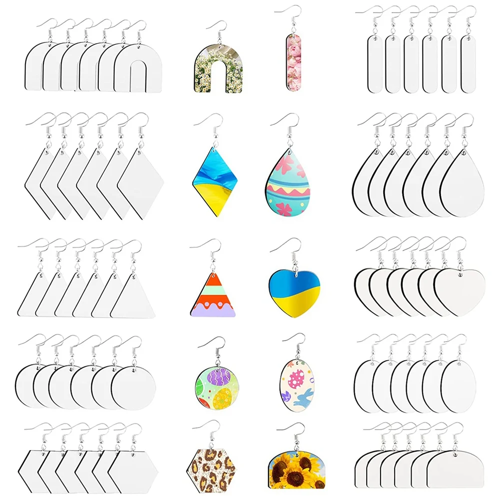 60Pcs Sublimation Blank Earrings, Earrings Heat Transfer, Unfinished Earring with Hooks for DIY Sublimation Accessories
60Pcs Sublimation Blank Earrings, Earrings Heat Transfer, Unfinished Earring with Hooks for DIY Sublimation Accessories