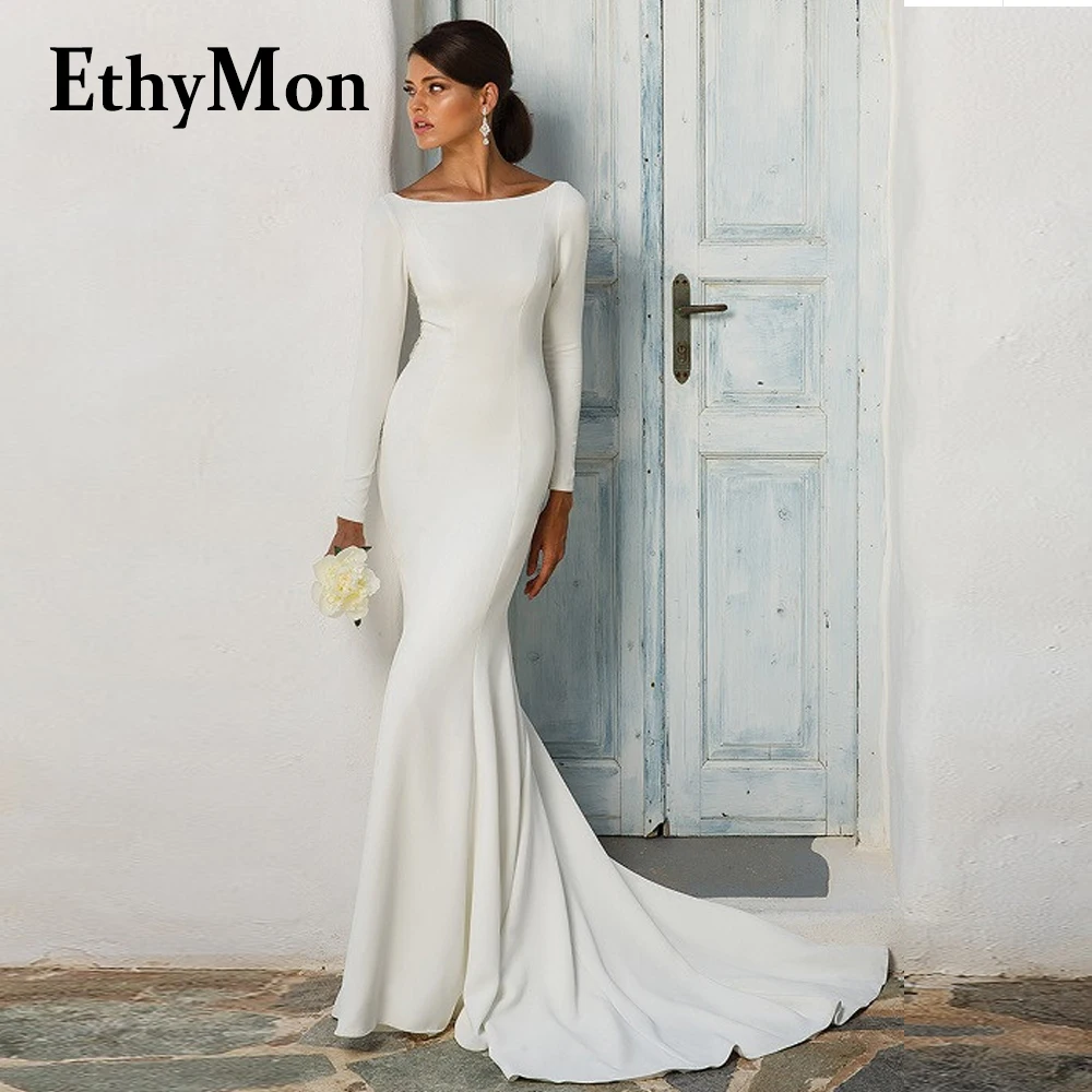 Ethymon Modern Scoop Full Sleeve Button Wedding Dresses Mermaid Simple Appliques Customised Vestidos De Novia Satin Court Train
Ethymon Modern Scoop Full Sleeve Button Wedding Dresses Mermaid Simple Appliques Customised Vestidos De Novia Satin Court Train