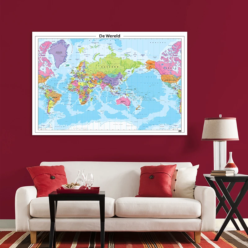 150*100cm The World Political Map In Dutch Non-woven Canvas Painting Wall Art Poster Home Decoration Office School Supplies
150*100cm The World Political Map In Dutch Non-woven Canvas Painting Wall Art Poster Home Decoration Office School Supplies