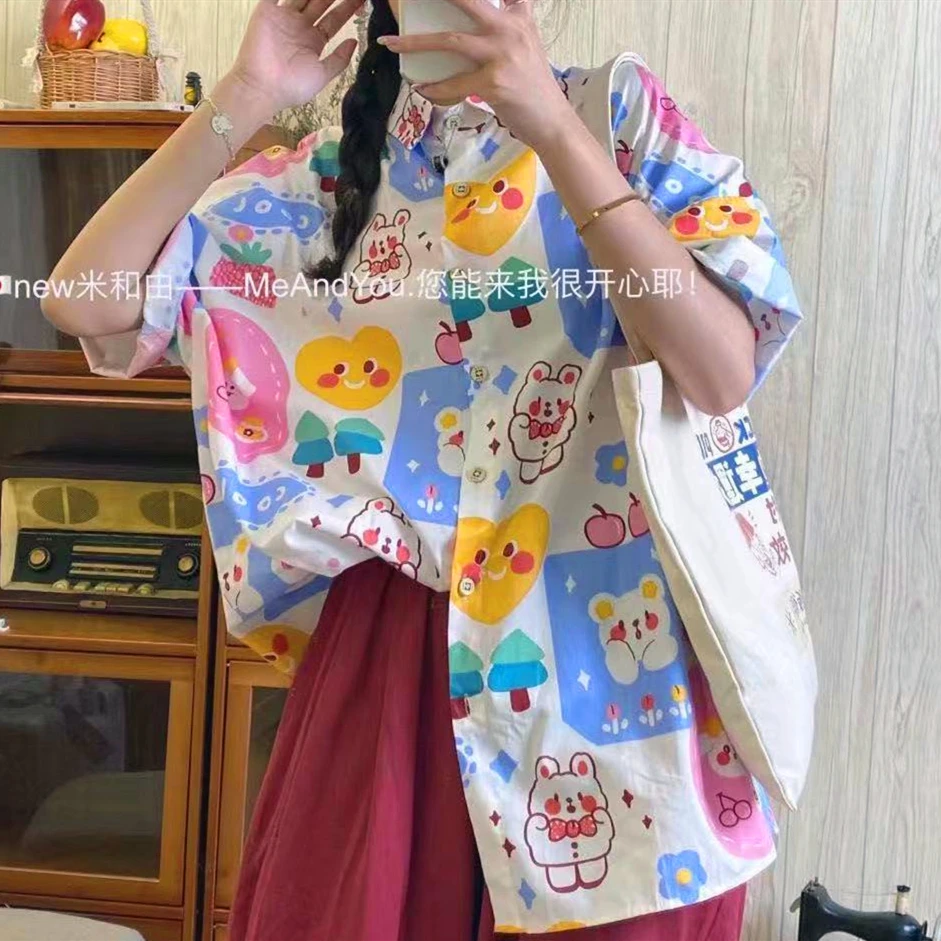 2022 Kawaii аниме на пуговицах летняя рубашка в японском стиле Харадзюку оверсайз с коротким рукавом милая блузка женская мультяшная корейская ...
2022 Kawaii аниме на пуговицах летняя рубашка в японском стиле Харадзюку оверсайз с коротким рукавом милая блузка женская мультяшная корейская ...