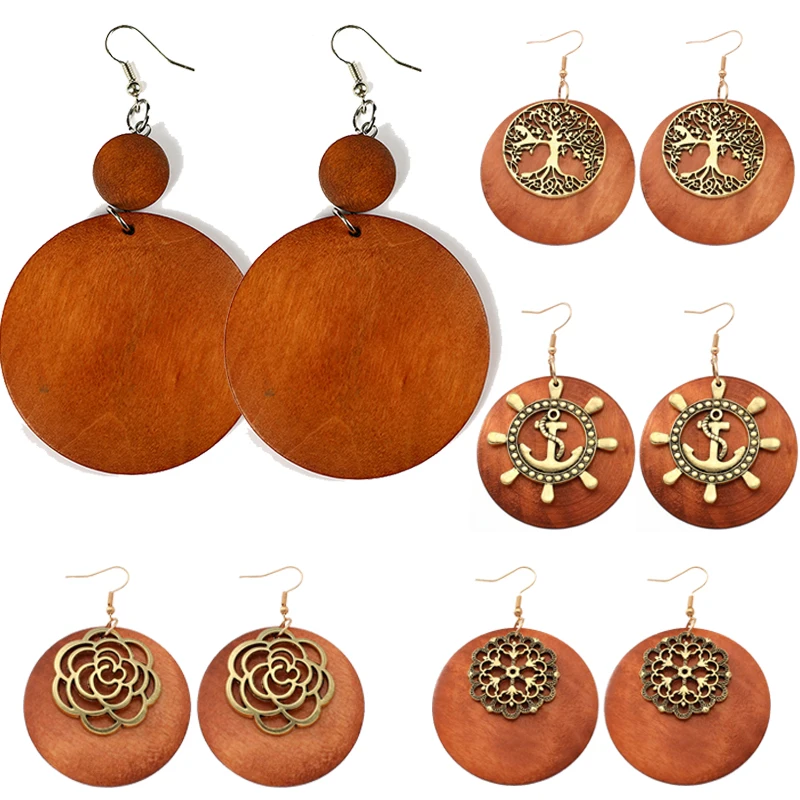Vintage Wood Combine Alloy Drop Earrings for Women Elegant Brown Round Bohemian Fashion Jewelry Accessories Gift
Vintage Wood Combine Alloy Drop Earrings for Women Elegant Brown Round Bohemian Fashion Jewelry Accessories Gift