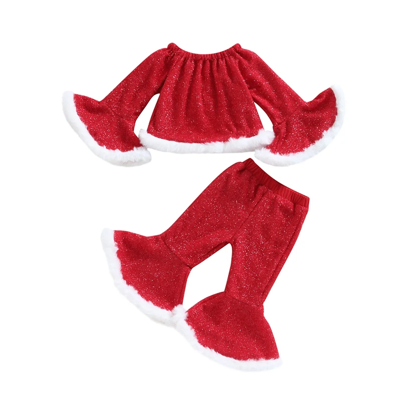 Infant Toddler Baby Girl Christmas Outifts Kids Long Sleeve Romper Shirts Tops Velvet Flare Pants 2Pcs Clothes Set
Infant Toddler Baby Girl Christmas Outifts Kids Long Sleeve Romper Shirts Tops Velvet Flare Pants 2Pcs Clothes Set