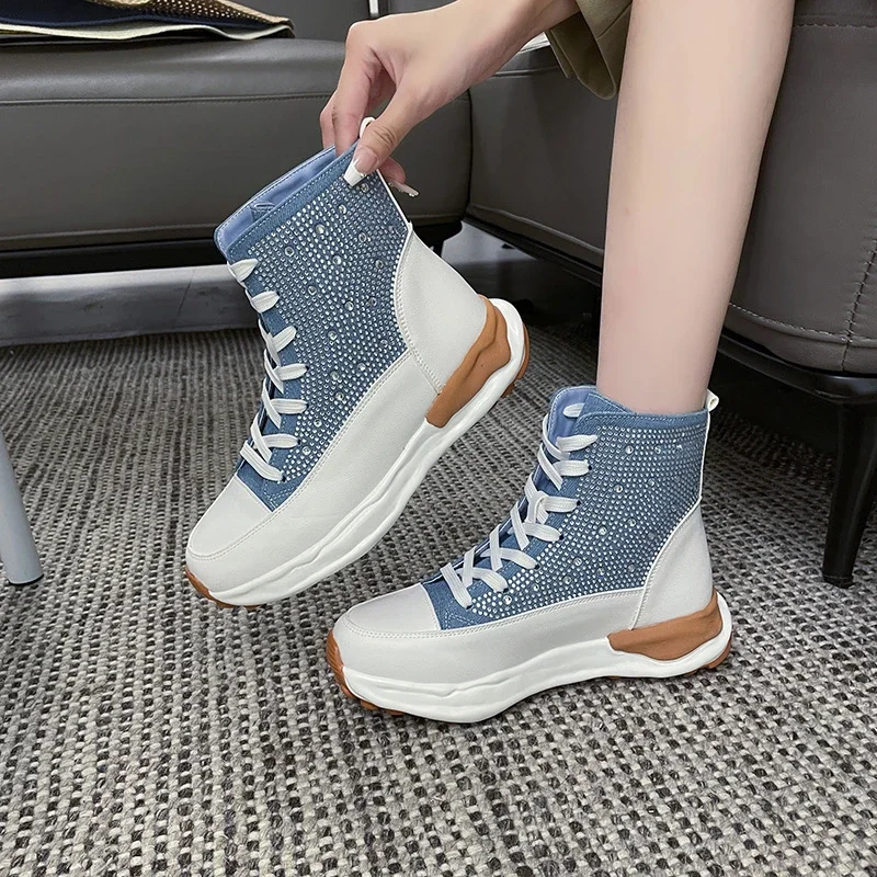 Platform Women's Boots 2023 with Shiny Rhinestone Design Women Shoes High-top Lace-up Ladies Casual Sneakers Shoes Zapatos Mujer
Platform Women's Boots 2023 with Shiny Rhinestone Design Women Shoes High-top Lace-up Ladies Casual Sneakers Shoes Zapatos Mujer