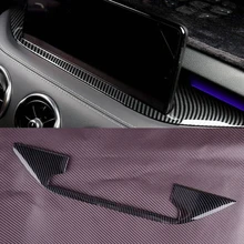 Central Dashboard GPS Navigation Base Panel Frame Cover Trim Carbon Fiber Style Black ABS Fit for Kia Stinger 2021 2022 2023