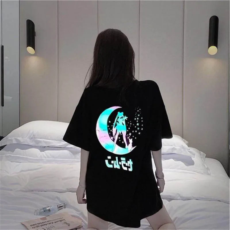 Short Sleeve Sailor Moon T-Shirt Laser Reflective Kawaii Cool Color Couple Outfit Loose Short Sleeve Joint Name Sexy Girl Gift
Short Sleeve Sailor Moon T-Shirt Laser Reflective Kawaii Cool Color Couple Outfit Loose Short Sleeve Joint Name Sexy Girl Gift