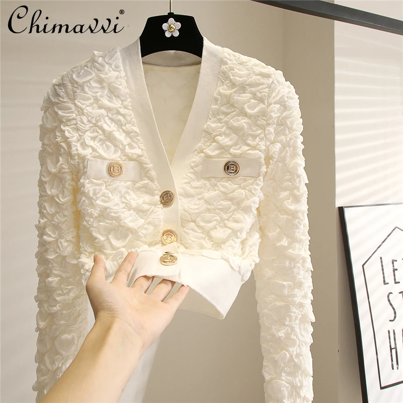 Elegant Pleated Single Breasted V Neck Cardigan 2022 New Korean Style Slim-Fit Crop Top Female Long Sleeve Short Knitted Jacket
Elegant Pleated Single Breasted V Neck Cardigan 2022 New Korean Style Slim-Fit Crop Top Female Long Sleeve Short Knitted Jacket