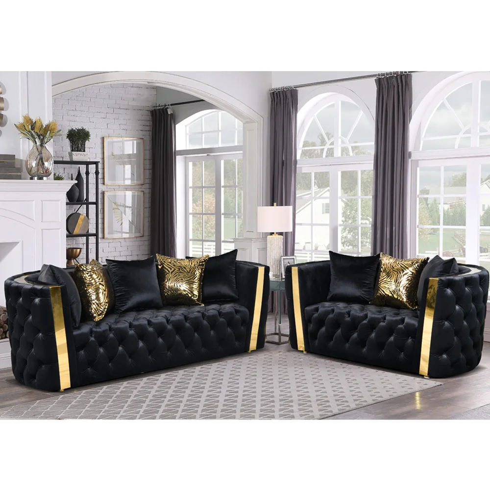 

Super Modern Italian velvet sofa set 3 2 1 seater upholstered sofas with tufts for living room