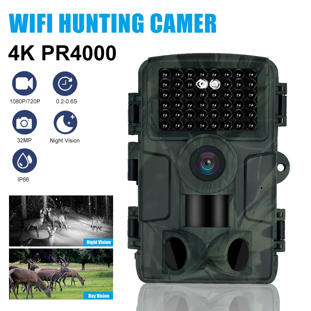 PR4000 4K Trail Camera Bluetooth 30MP с инфракрасным ночным видением IP66, водонепроницаемая 2,0 дюймовая ЖК-камера для охоты на диких животных
PR4000 4K Trail Camera Bluetooth 30MP с инфракрасным ночным видением IP66, водонепроницаемая 2,0 дюймовая ЖК-камера для охоты на диких животных
