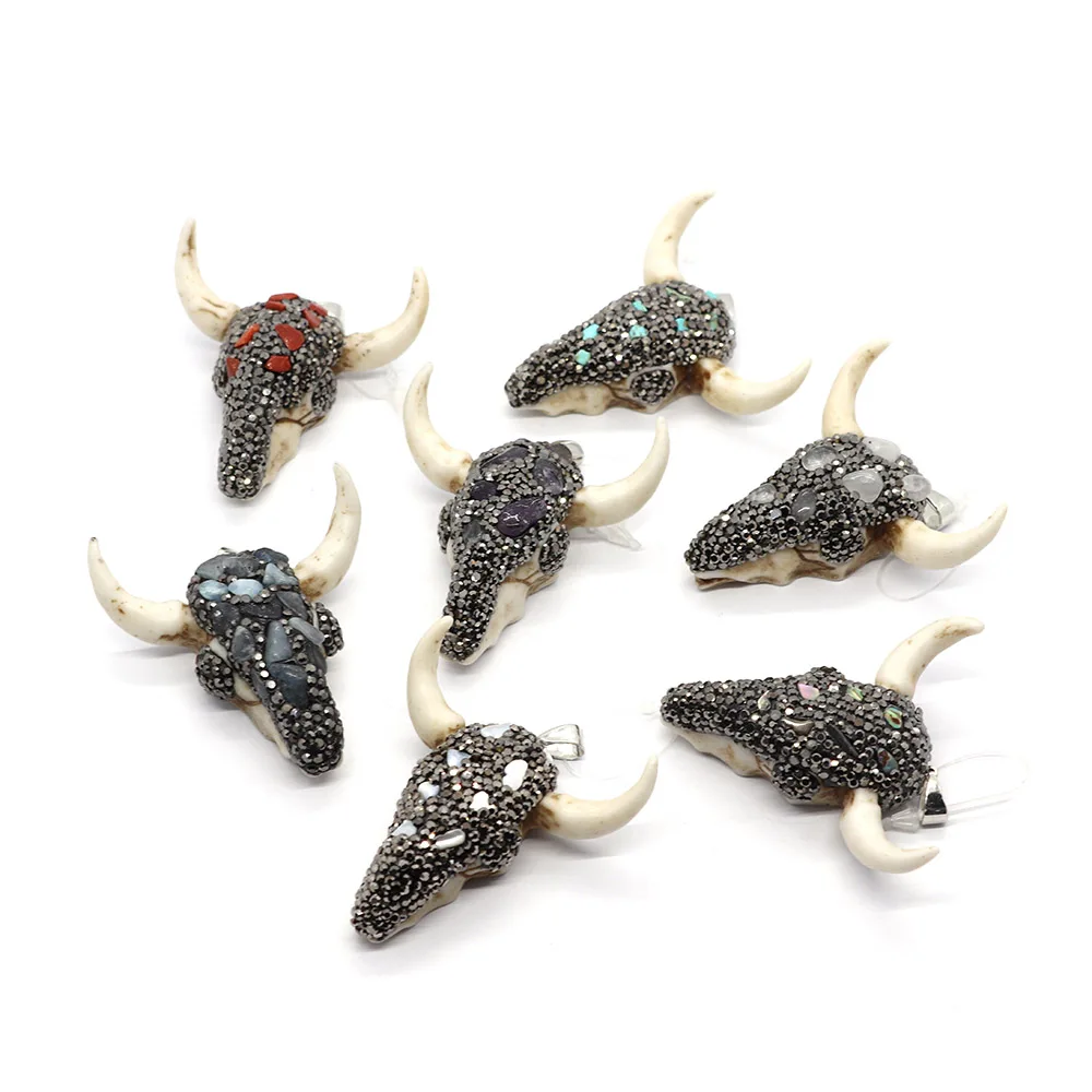 Resin Bull Head Inlaid Rhinestone Natural Stone Pendant 47x47mm Charm DIY Necklace Earrings Fashion Jewelry Fine Accessories
Resin Bull Head Inlaid Rhinestone Natural Stone Pendant 47x47mm Charm DIY Necklace Earrings Fashion Jewelry Fine Accessories
