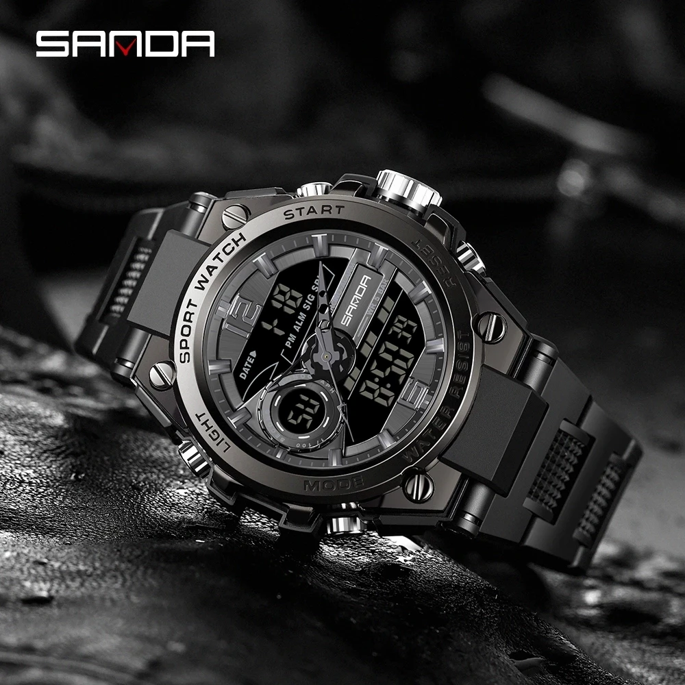 SANDA New Sport Military Men's Watches 50M Waterproof Quartz Wristwatch LED Digital Watch for Male Clock Relogios Masculino 6092
SANDA New Sport Military Men's Watches 50M Waterproof Quartz Wristwatch LED Digital Watch for Male Clock Relogios Masculino 6092